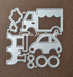 Die cut Carros y locomotora