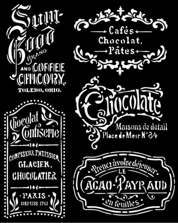 stencil cm 20X25 - Coffee and Chocolate plates