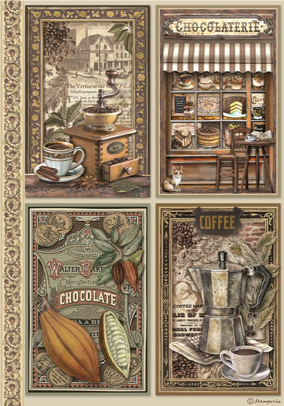 Papel de arroz Coffee and Chocolate 4 cards