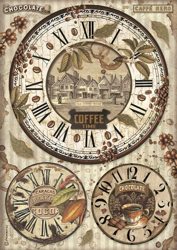 Papel de arroz Coffee and Chocolate clocks
