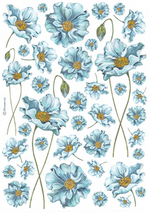 Papel de arroz A4 Blue flowers - Stamperia