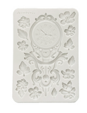 Molde de silicona A5 for Art and Craft - Gardens of Time clock and flowers