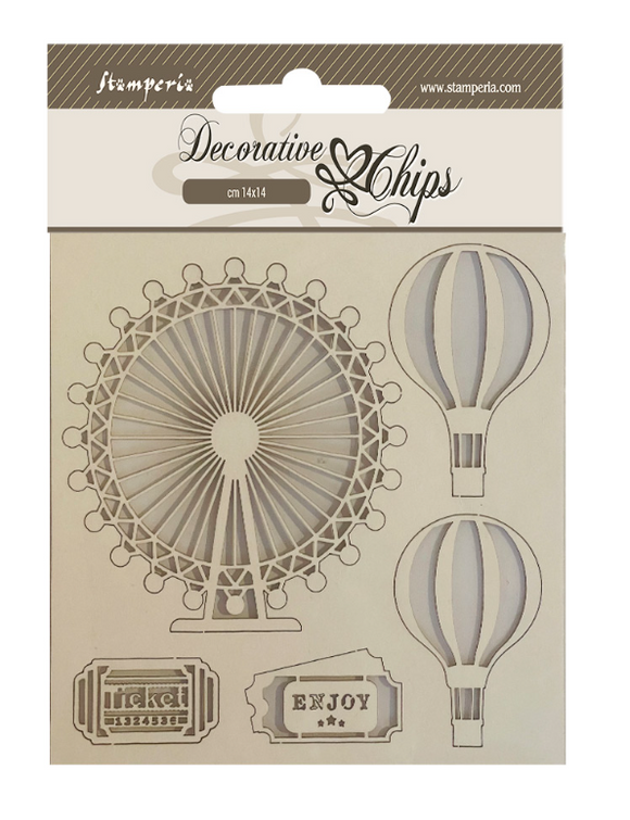 Decorative chips cm 14x14 - Around the world balloons