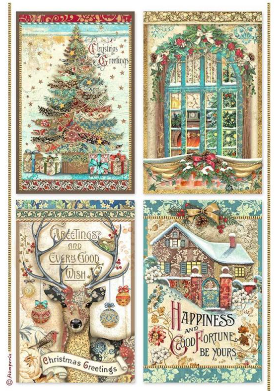 Papel de Arroz Christmas Greetings 4 cards