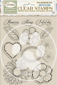 Sello Acrilico cm 14x18 - Timeless flores y corazones