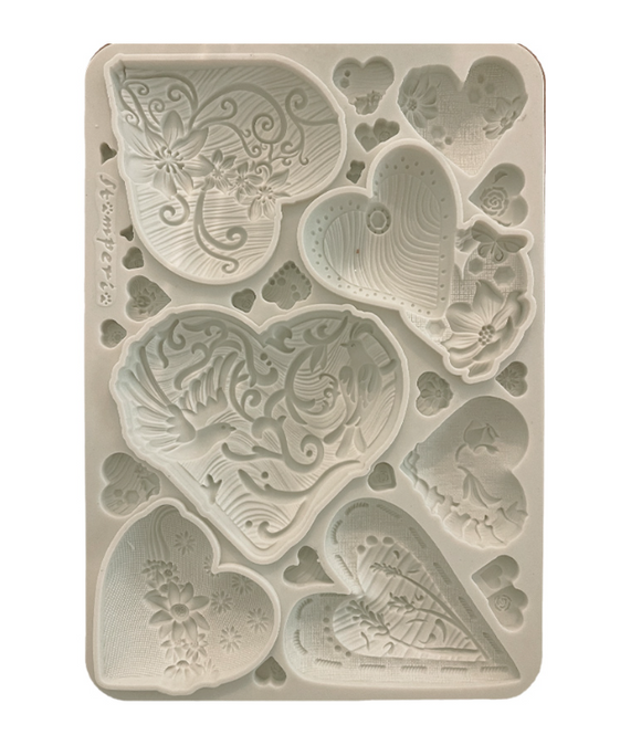 Molde de silicona A5 - Alice in Christmas corazones simples