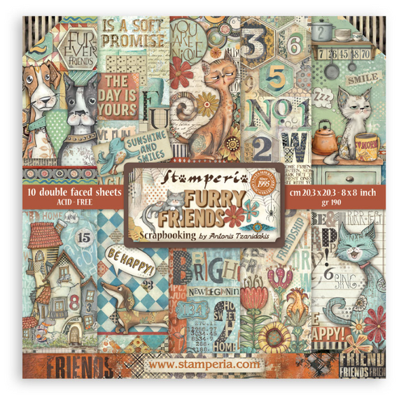 Block de papeles double faced 8*8 Furry Friends