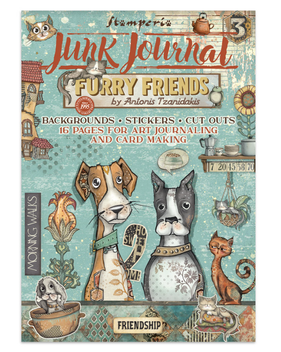 Junk journal pegatinas, recortes, fondos - Furry Friends