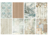 Seleccion 8 Papeles de arroz A6 fondos- White Christmas