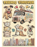 Silueta de madera de colores A5 - Furry Friends 2