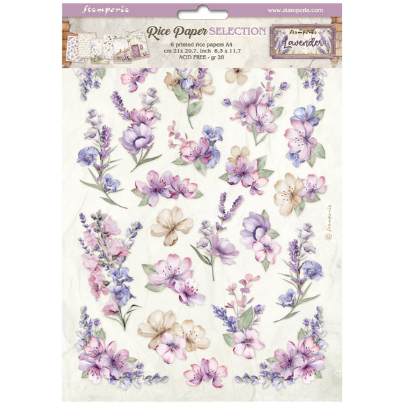 Papel de arroz A4 Kit 6 hojas Lavander