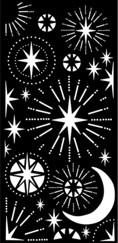 stencil cm 12X25 - Christmas stars and moon