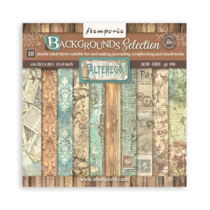 Block de papeles 10 hojas cm 20,3X20,3 (8"X8") Backgrounds Selection - Alterego