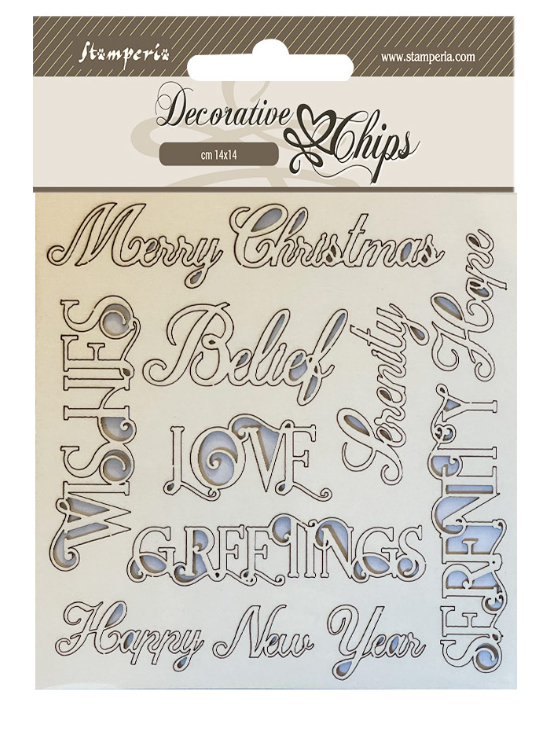Decorative chips cm 14x14 - Christmas writings