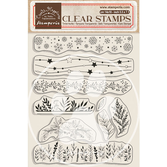 Sello acrilico - Create Happiness Christmas borders with leaves