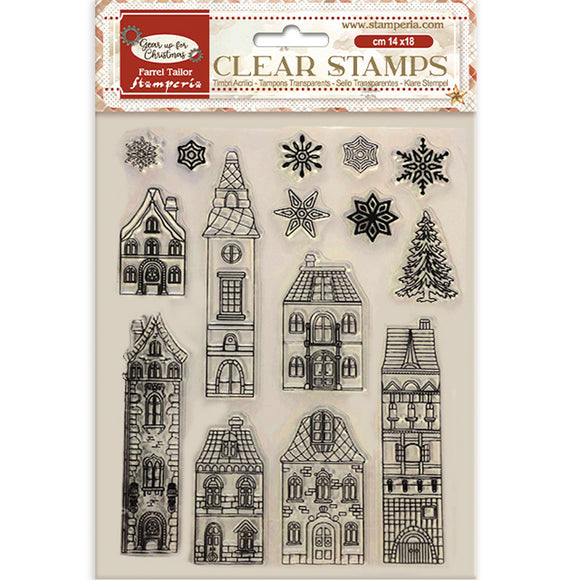 Sello Acrilico cm 14x18 - Gear up for Christmas casas acogedoras