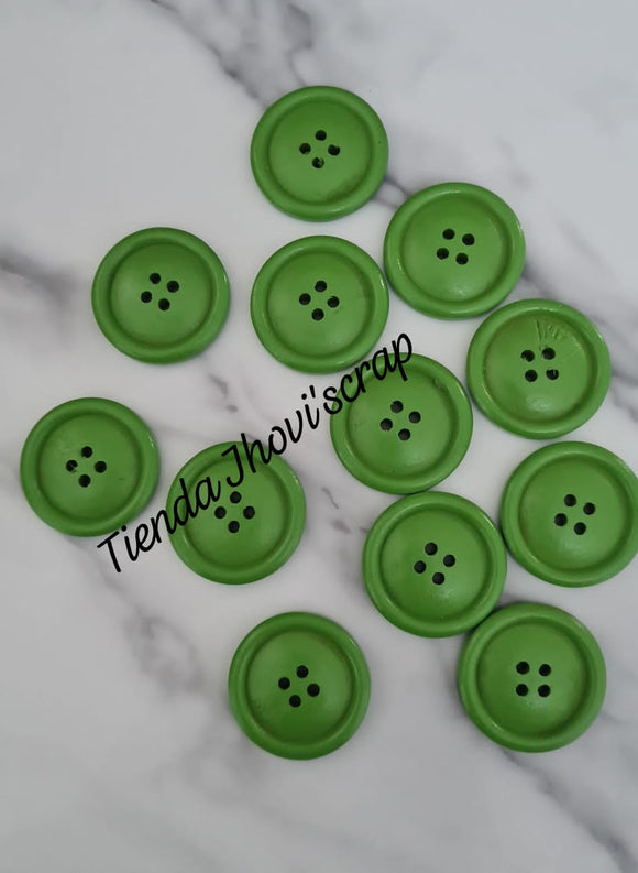 Botón Madera Color  Verde