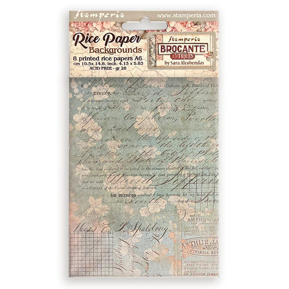 Selection 8 Rice paper A6 backgrounds - Brocante Antiques