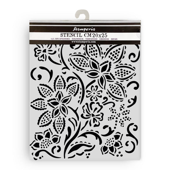 Stencil grueso cm 20X25 - Timeless flores batik