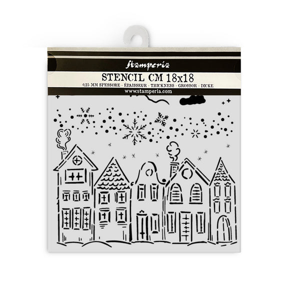 Stencil 18*18 cms Classic Christmas houses