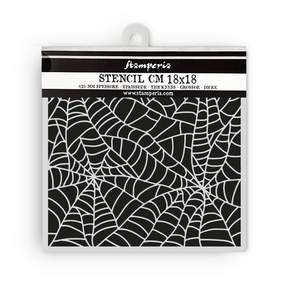 Stencil grueso cm 18X18 - Whispering woods patrón de araña