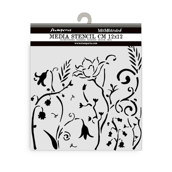 Stencil 12*12 cms Hidden Grove flowers