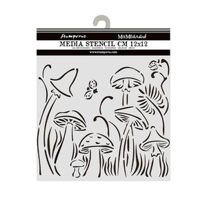 Stencil 12x12 cms Hidden Grove mushrooms