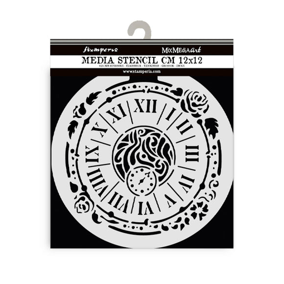 Stencil 12x12 cms  House of Roses clock