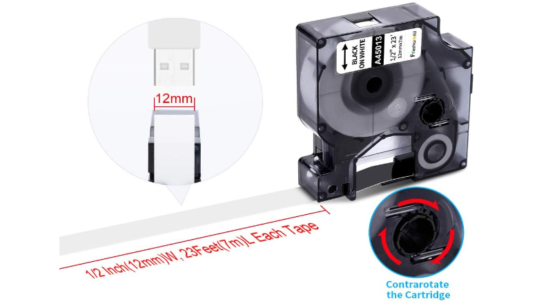 Cintas De Etiquetas Compatibles Con Dymo D1 – Transparente, 12 Mm X 7 M – Paquete De 4 Unidades