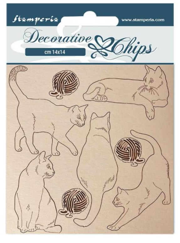 Decorative Chips Provence gatos con ovillos de lana