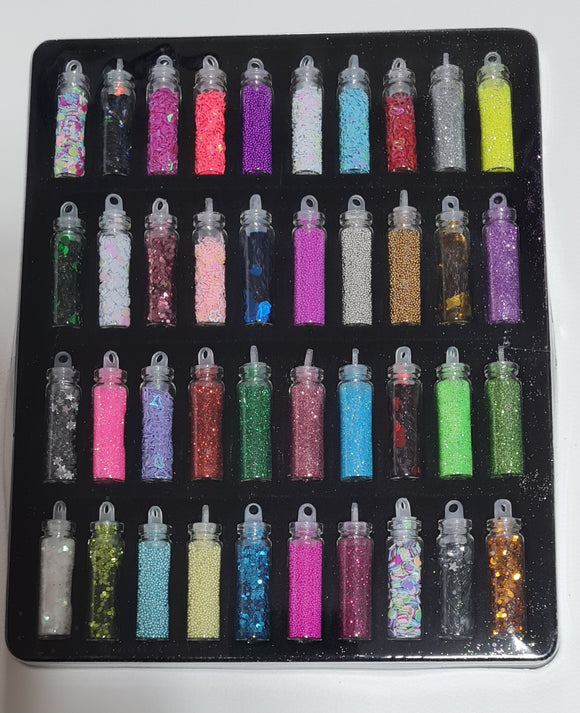 Kit de mini botellas de lentejuelas y glitter