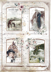 Papel de Arroz Romantic Horses 4 frames