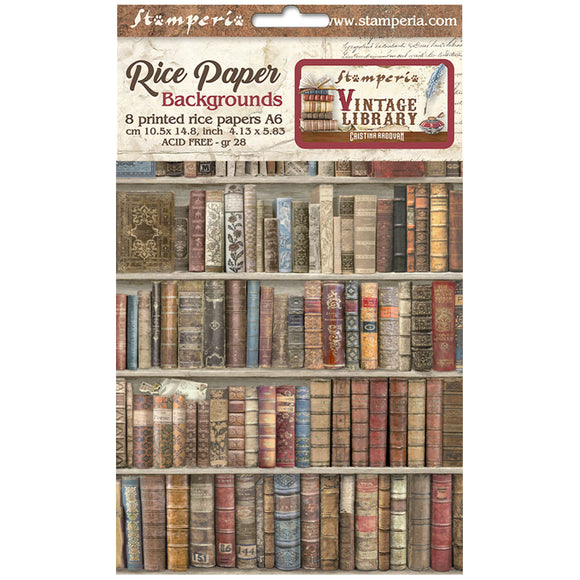 Papel de arroz A6 - Biblioteca Vintage Library