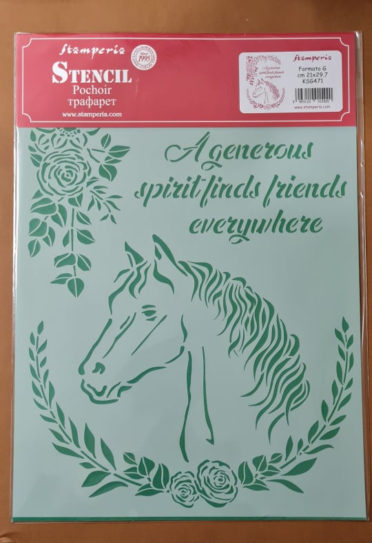 Stencil Romantic Horses horse with flowers