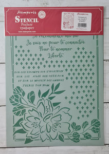 Stencil  Romantic Journal flower with frame