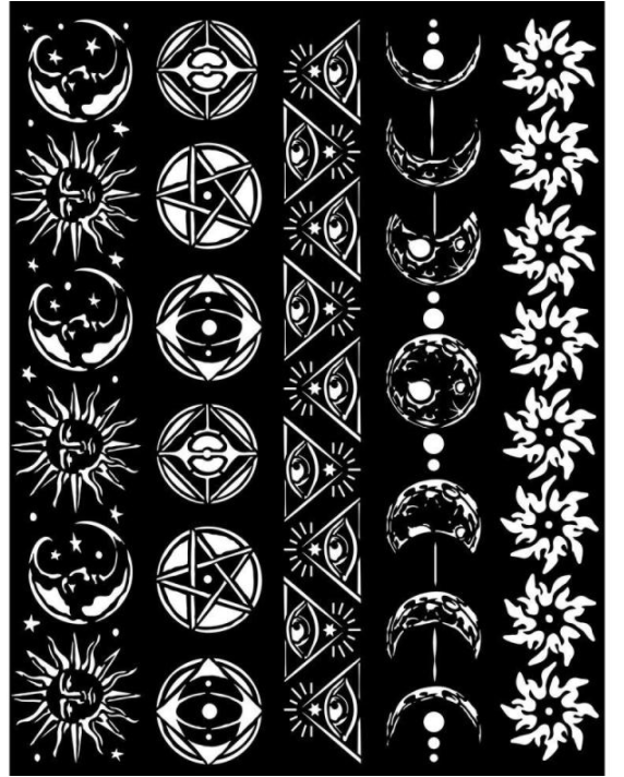 Thick Stencil Bordes y símbolos de Alchemy