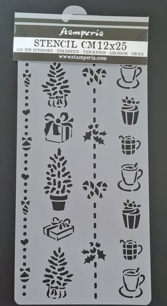 Stencil 12*25  Borde navideño regalo y tazas