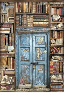 Papel de Arroz A4  Vintage Library door